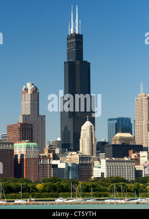 Der Willis Tower in Chicago, Illinois, USA. Es ist 110 Stockwerke hoch und hieß früher Sears Tower. Stockfoto