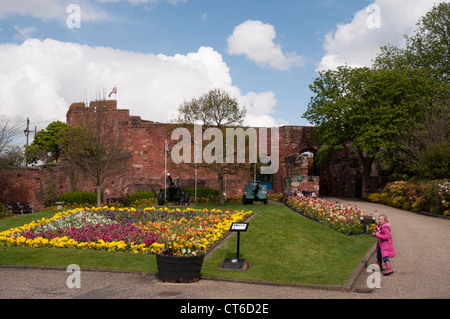 Shrewsbury Castle, Shropshire, ein Norman Bau aus rotem Sandstein Stockfoto