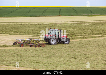 Landwirt Versammlung Silage. Grampian Schottland, Vereinigtes Königreich Stockfoto