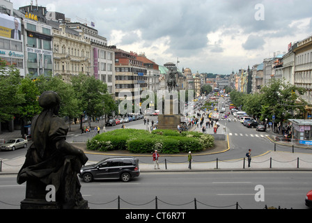 Wenzelsplatz, bekannt auch in Tschechisch als Vaclavske Namesti, in Prag, Tschechische Republik Stockfoto