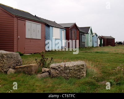 Strand Hütten, Portland Bill, Dorset, Großbritannien Stockfoto