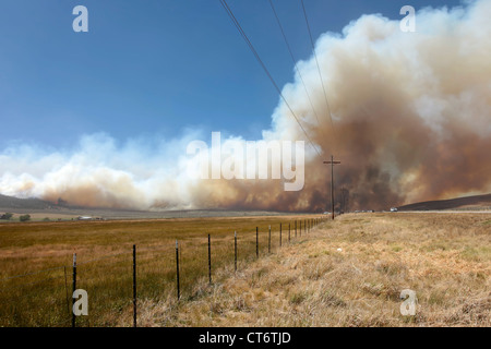 Wildfire tobt außer Kontrolle und Hügeln im zentralen Utah brennt. Stockfoto