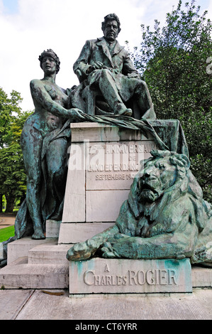 Lüttich, Belgien. Denkmal für Charles Rogier (1800-85; Führer der belgischen Revolution 1830) im Parc d'Avroy Stockfoto