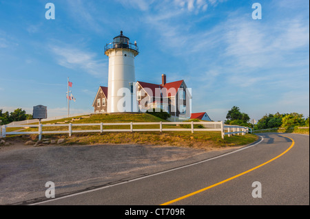 Nobska Lighthouse in Abendsonne, in der Nähe von Woods Hole, Cape Cod, MA. USA Stockfoto