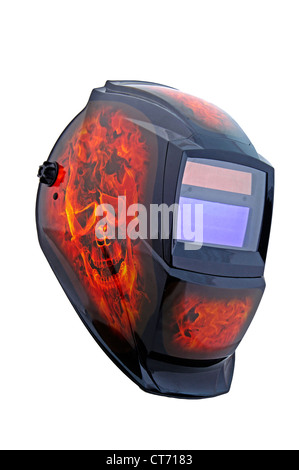 Maske - Chamäleon für Schutz isoliert auf weißem Hintergrund Stockfoto