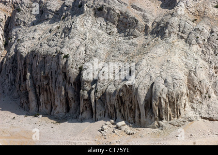 Nahaufnahme Bild von Klippe-Standort Insel Pag, Kroatien Stockfoto