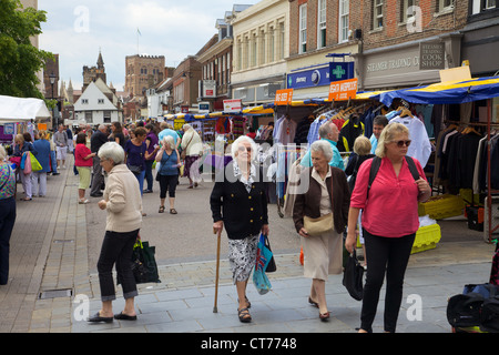 Markttag in St. Alban, England Stockfoto