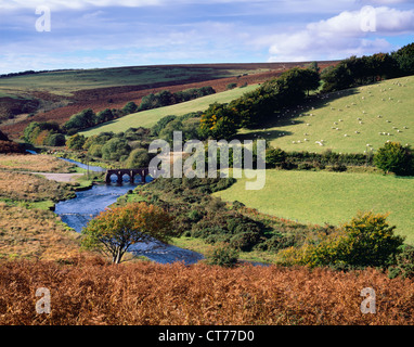 Landacre Brücke über den Fluss Barle bei Withypool in Exmoor National Park in Somerset, England. Stockfoto