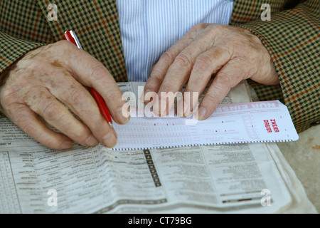 Symbolfoto, Spieler in einen Wettschein ausfüllen Stockfoto