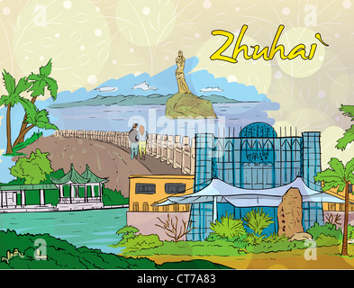 Zhuhai Kritzeleien Vektor-illustration Stockfoto