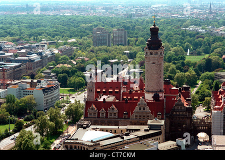 Übersicht über Leipzig mit dem neuen Rathaus Stockfoto