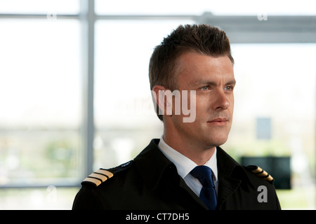 Pilot aussehende entfernt, Porträt Stockfoto