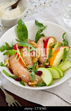 Apfel-Grapefruit und Rucola Stockfoto