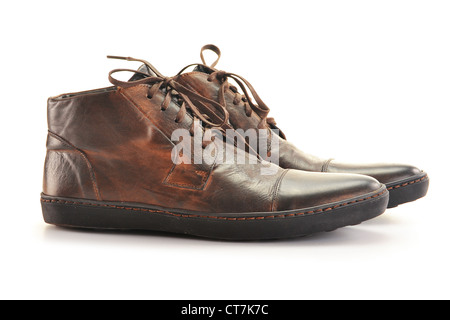 Ein Paar Lederschuhe Mannes isoliert auf weiss Stockfoto
