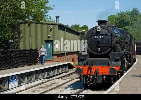 Die Lancashire Fusilier Dampfzug Lokomotive im Sommer Pickering Bahnhof North Yorkshire England Großbritannien GB Great Großbritannien Stockfoto