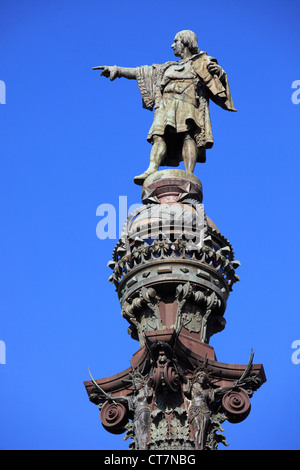 Spanien, Katalonien, Barcelona, Denkmal ein Doppelpunkt, Kolumbus-Denkmal, Stockfoto