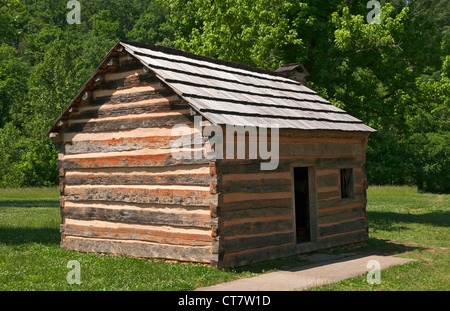 Kentucky, Knob Creek in der Nähe von Hodgenville, Abraham rekonstruiert Elternhaus am Knob Creek Farm, ca. 1811. Stockfoto