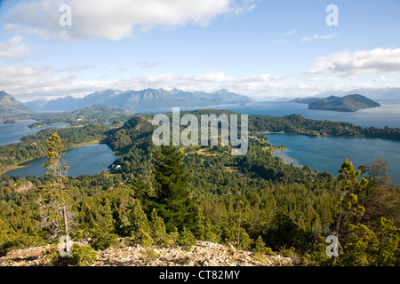 Aerosilla Campanario Sessellift mit Blick über den See Nahuel Huapi Stockfoto