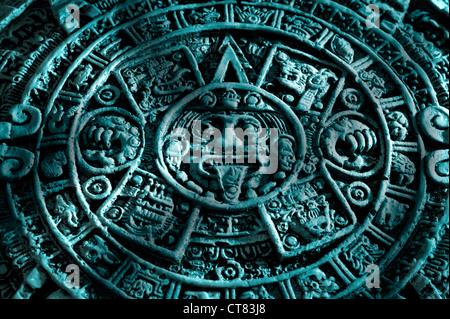 Maya-Kalender-Zentrum-Detail in blau Stockfoto