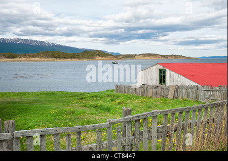 Estancia Haberton und den Beagle-Kanal, Feuerland, Patagonien, Argentinien Stockfoto