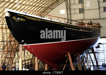 Der neue Rumpf für den Hochschiffschooner Bluenose 11 wird Erbaut in Lunenburg Nova Scotia Kanada 2012 Stockfoto