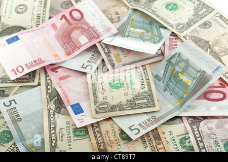 Dollar und euro Stockfoto