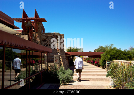 Holzdesign architektonische Highlight Akzent verfügt über Frank Lloyd Wright Taliesin West Winter home Scottsdale AZ Stockfoto