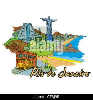 Rio De Janeiro Kritzeleien Vektor-illustration Stockfoto