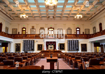 Innere des Texas Repräsentantenhaus im State Capitol Gebäude. Austin, Texas, USA. Stockfoto