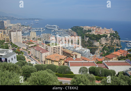 Blick auf Stadt und Hafen, Monte Carlo, Fürstentum von Monaco Stockfoto