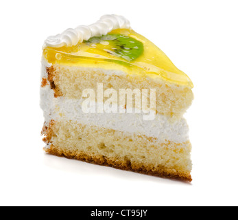 Köstliche Frucht Kiwi Kuchen isoliert auf weiss Stockfoto