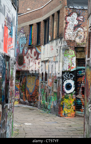 Werregaren Straat - Straße in Gent, wo Graffiti legal Gent-Brüssel ist Stockfoto