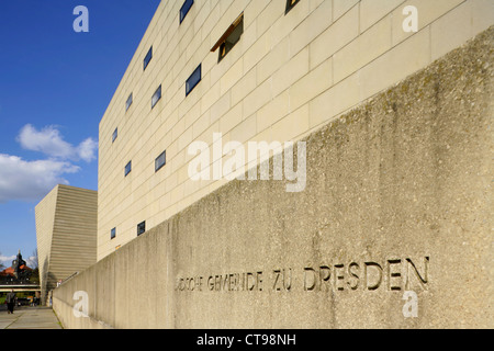 Neue Synagoge, durch Wandel Hofer Lorch und Hirsch, Dresden, Deutschland. Gewinner des Arup Welt Architektur Gebäude des Jahres ausgezeichnet. Stockfoto