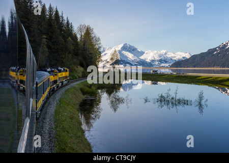 Alaska Railroad Coastal Classic Train von Anchorage nach Seward, Alaska. Stockfoto