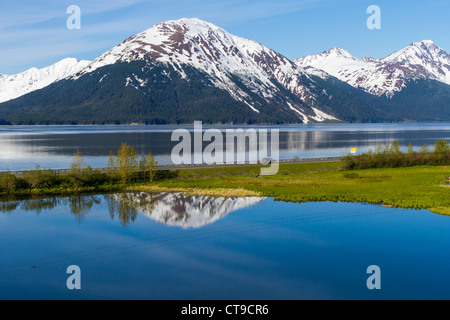 Alaska Küstenstraße zwischen Anchorage und Seward, Alaska. Stockfoto