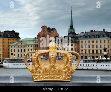 Goldene Krone auf Skeppsholmen in Stockholm, Schweden. Stockfoto