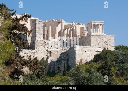 Alte Ruinen auf der Akropolis von Athen, Griechenland. Stockfoto