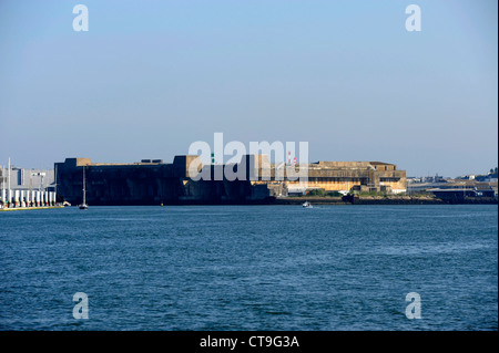 U-Boot-Basis von Kerman, K3, WW II, Atlantikwall, Hafen von Lorient, Morbihan, Bretagne, Bretagne, Frankreich Stockfoto