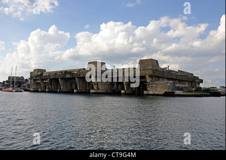 U-Boot-Basis von Kerman, K3, WW II, Atlantikwall, Hafen von Lorient, Morbihan, Bretagne, Bretagne, Frankreich Stockfoto