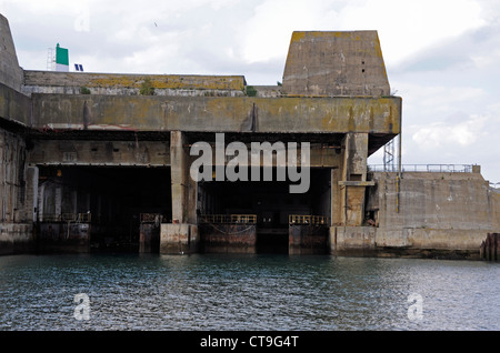 U-Boot-Basis von Kerman, K3, WW II, Atlantikwall, Hafen von Lorient, Morbihan, Bretagne, Bretagne, Frankreich Stockfoto