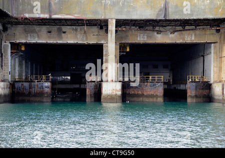 U-Boot-Basis von Kerman, K3, WW II, Atlantikwall, Hafen von Lorient, Morbihan, Bretagne, Bretagne, Frankreich Stockfoto