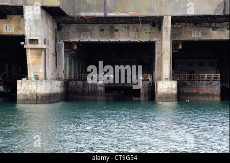 U-Boot-Basis von Kerman, K3, WW II, Atlantikwall, Hafen von Lorient, Morbihan, Bretagne, Bretagne, Frankreich Stockfoto