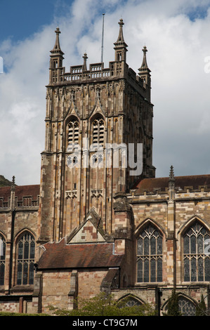 Das mittelalterliche Kloster in Great Malvern, der Hochburg der Malvern Hills in Worcestershire in den englischen Midlands. Stockfoto
