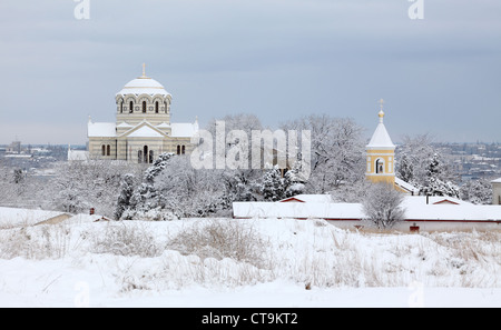 Dom im Winter, Wladimir Kathedrale, Chersones, Sewastopol, Ukraine Stockfoto