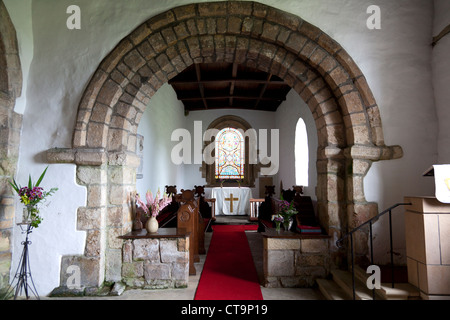 Interieur der Kirche St. Johannes der Täufer, Edlingham, Northumberland Stockfoto