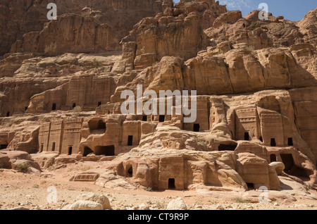 Rock-Häuser in Petra Jordan Stockfoto