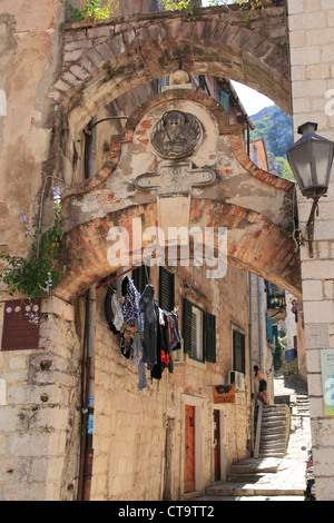 Kotor Montenegro, alte Stadt-Gasse Stockfoto