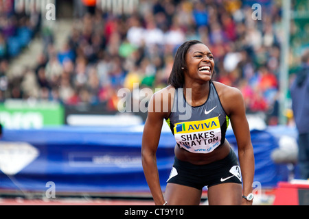 13. Juli 2012 AVIVA London Leichtathletik Grand Prix Kristallpalast, UK. Perri Shakes Drayton gewann die 400m Damen Hürden-Finale Stockfoto