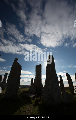 Isle of Lewis, Schottland. Calanais Standing Stones an der Westküste von Lewis in der Nähe des Dorfes Calanais. Stockfoto