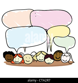 Cartoon Kinder Jungen und Mädchen, Kinder, Spaß, Schule und andere Stockfoto